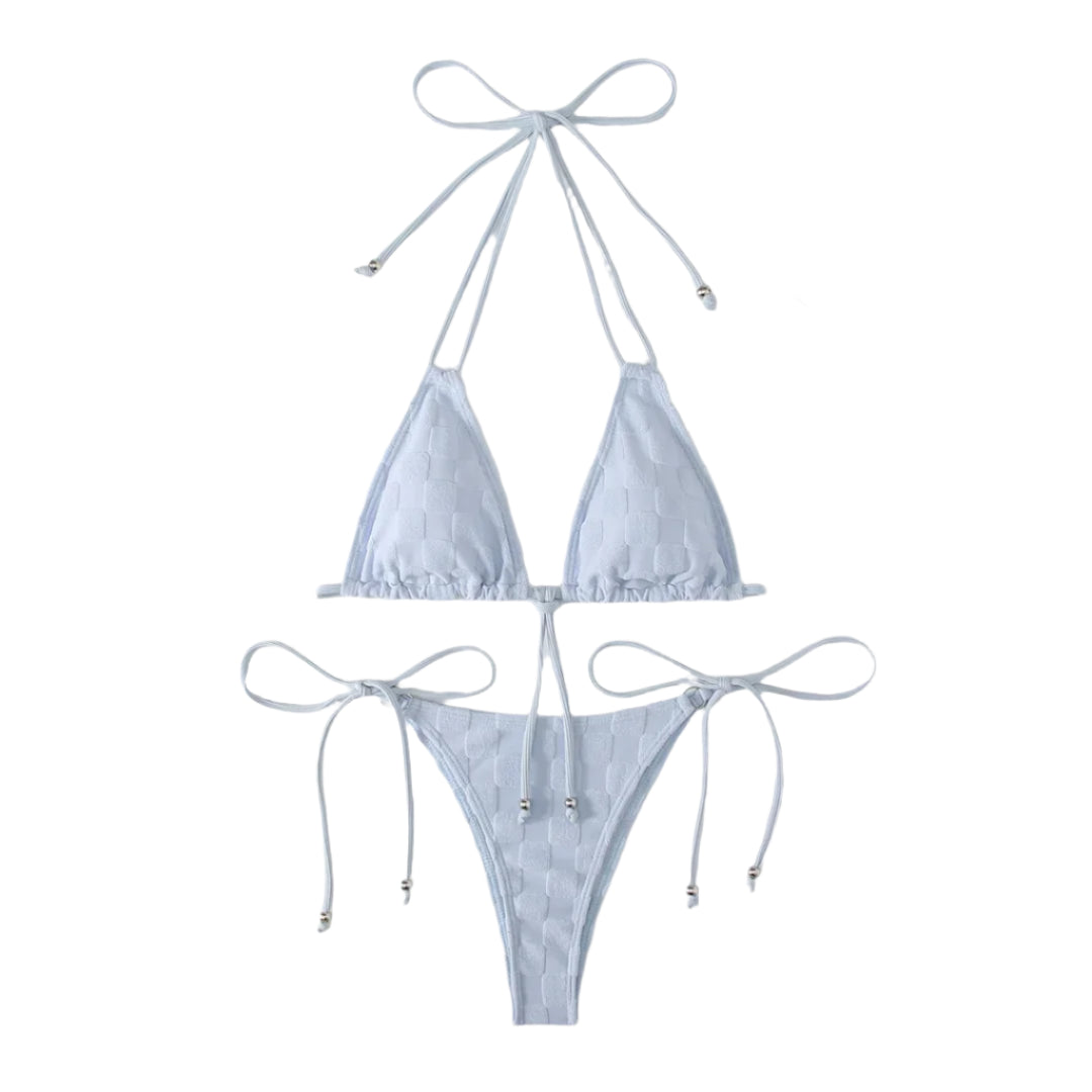 Checker Halter String Bikini Set - Multiple Colours