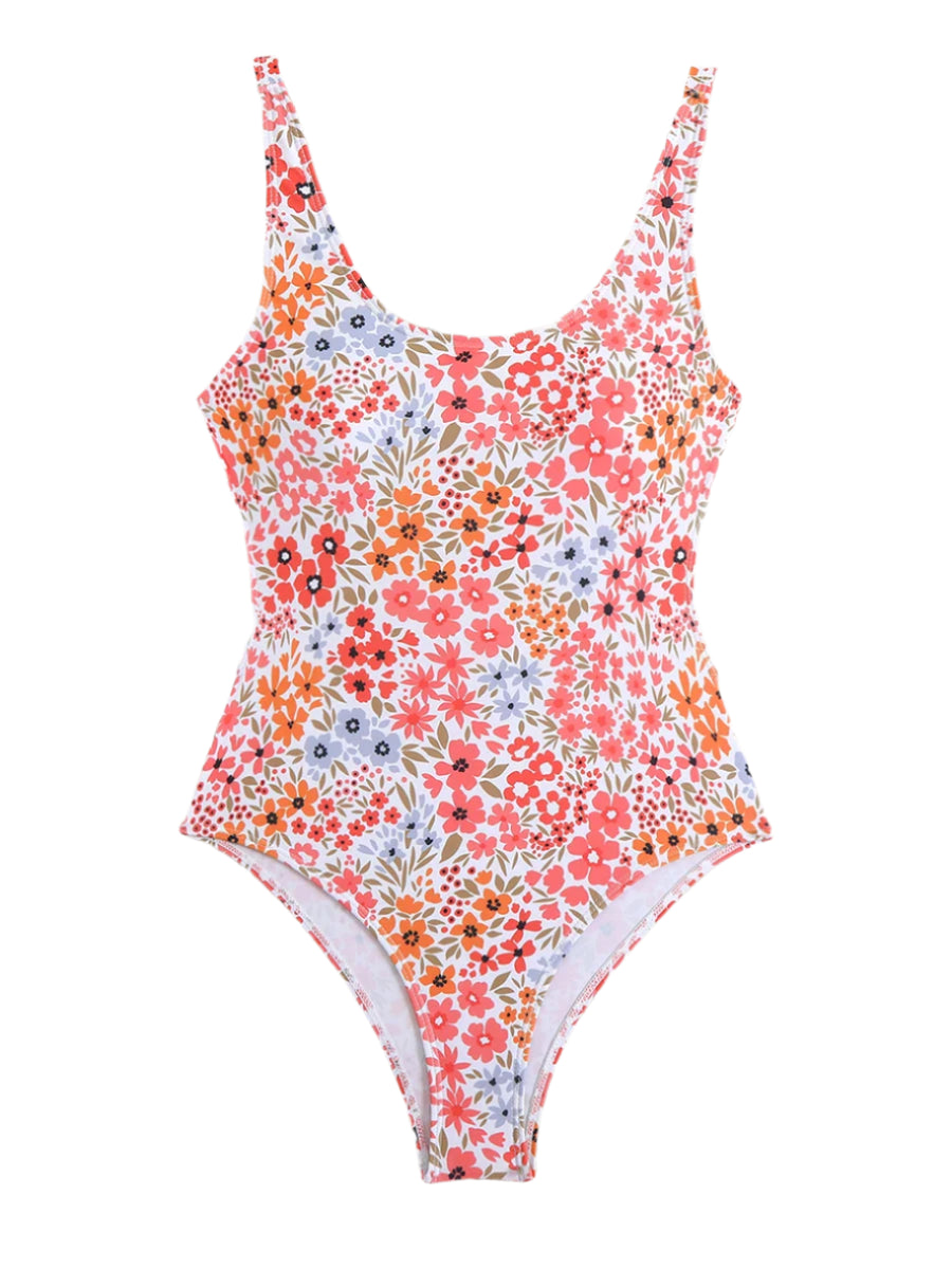 Backless Floral Print One Piece Swimsuit - Multiple Colours