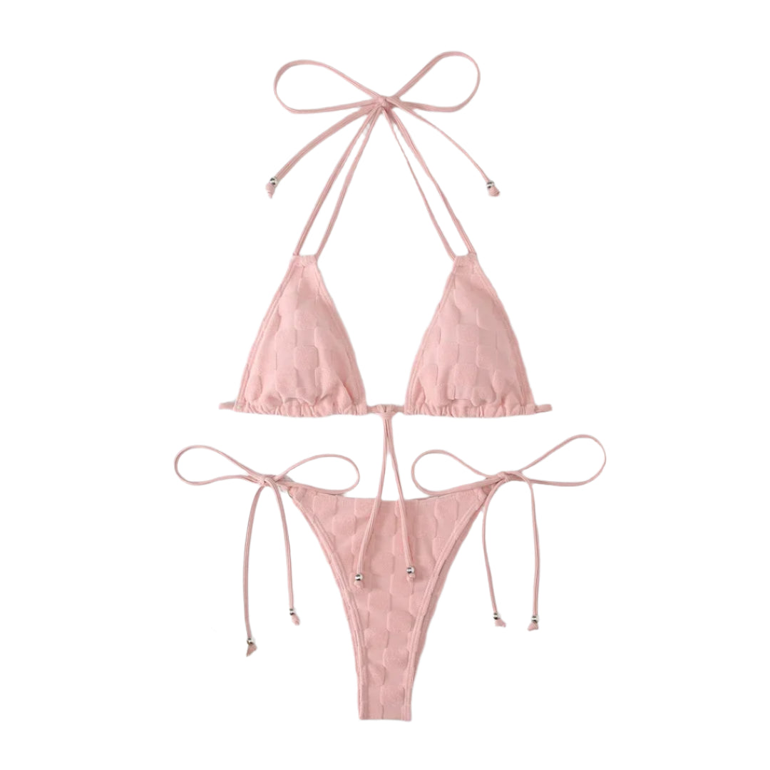 Checker Halter String Bikini Set - Multiple Colours