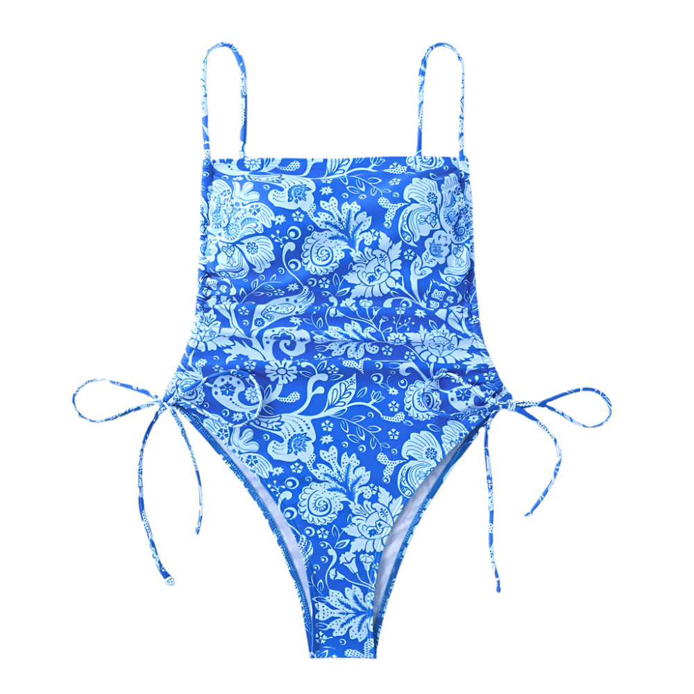 Floral One Piece String Tie Swimsuit - Multiple Colours