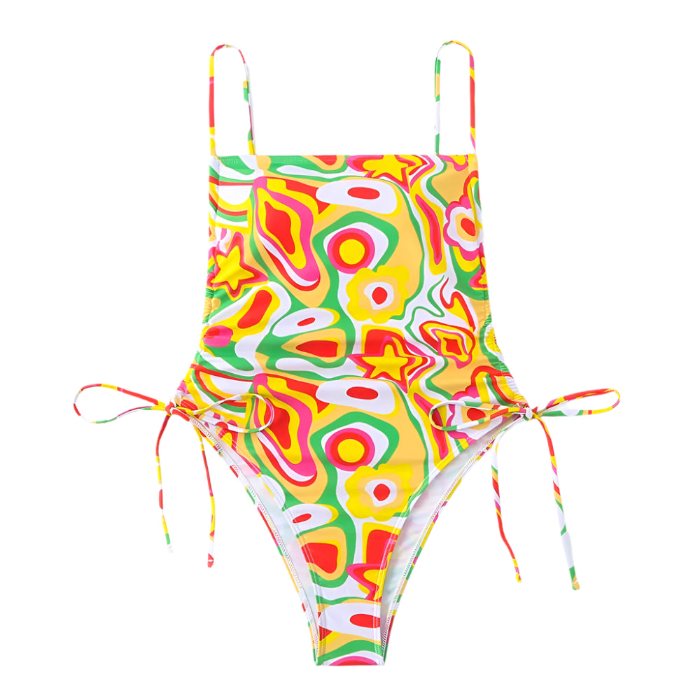 Floral One Piece String Tie Swimsuit - Multiple Colours