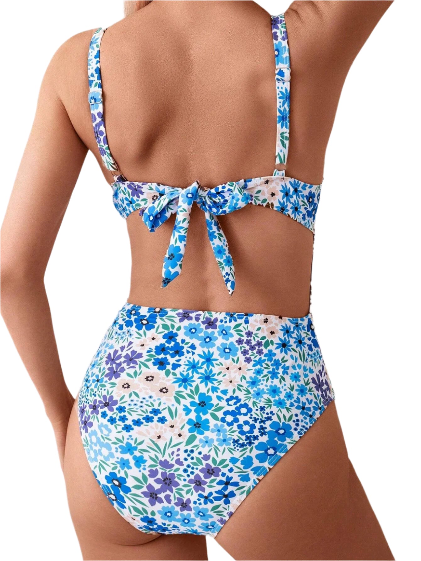 Backless Floral Print One Piece Swimsuit - Multiple Colours