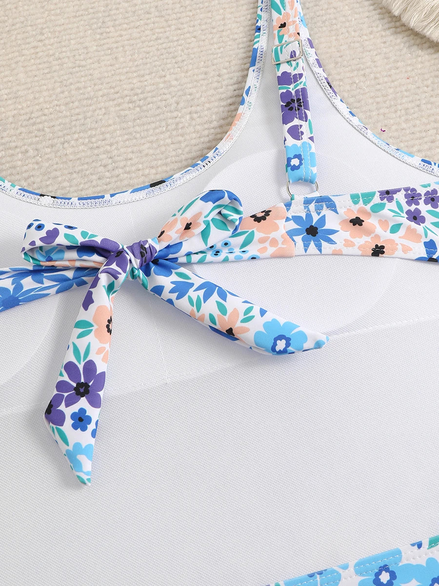 Backless Floral Print One Piece Swimsuit - Multiple Colours