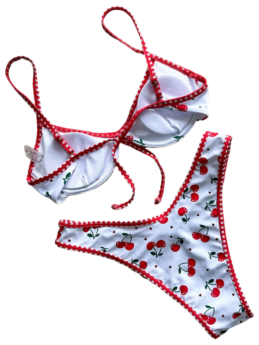 Cherry Print Brazilian Bikini Set