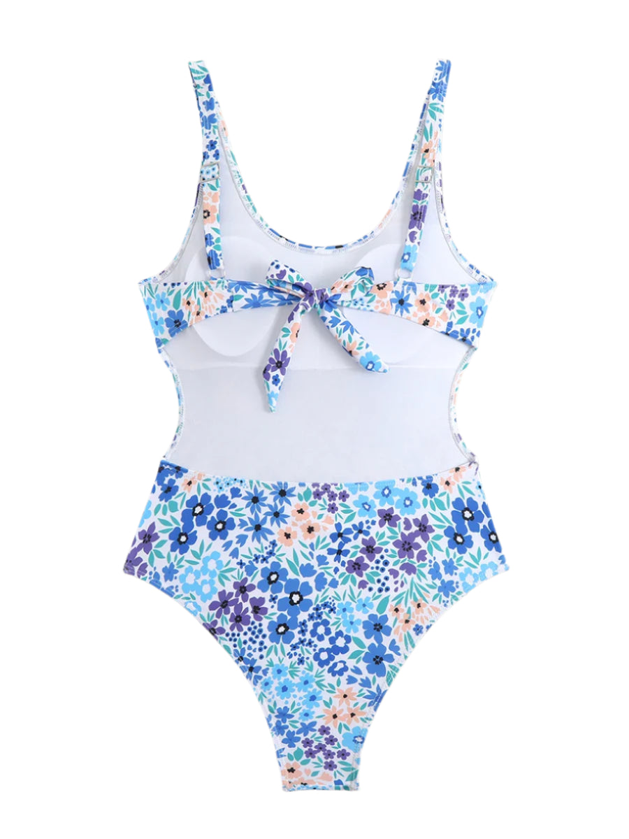 Backless Floral Print One Piece Swimsuit - Multiple Colours