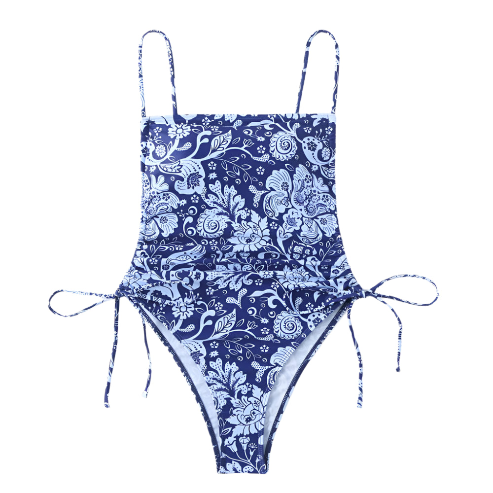 Floral One Piece String Tie Swimsuit - Multiple Colours