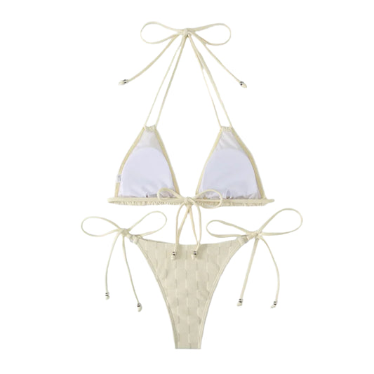 Checker Halter String Bikini Set - Multiple Colours