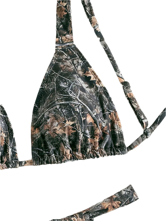 Camo Print High Cut Bikini Set