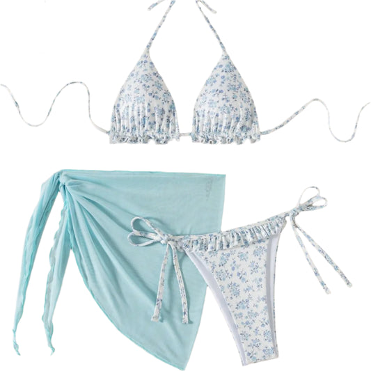 Floral 3 Piece Bikini Set