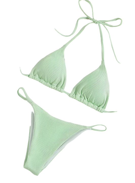 Classic Ribbed Brazilian Bikini Set - Multiple Colours