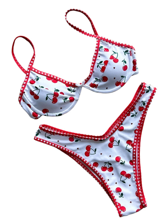 Cherry Print Brazilian Bikini Set